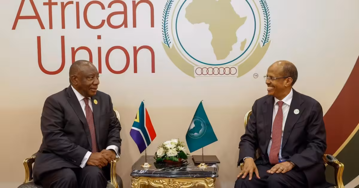 AUC Chairperson this morning held discussions with H.E. Cyril Ramaphosa, President of the Republic of South Africa on the sidelines of the 8th MYCM
