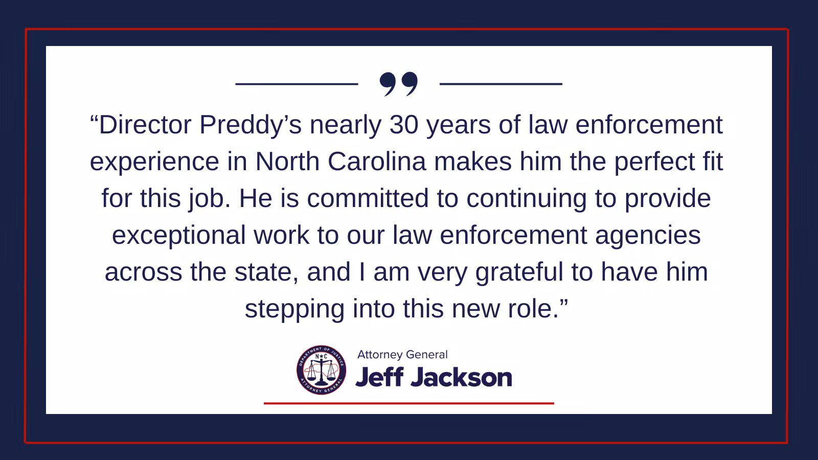 Attorney General Jeff Jackson Announces New Criminal Justice Standards Division Director
