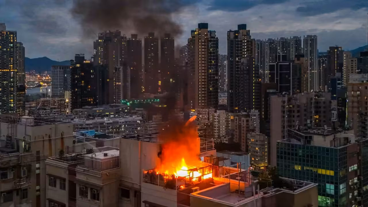 Fire breaks out on rooftop of residential building in Hong Kong’s Mong Kok