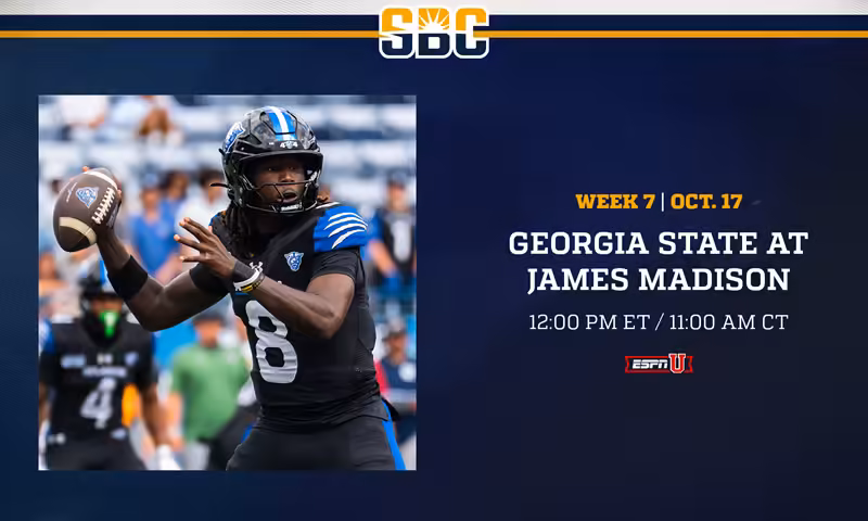 Georgia State at James Madison Elevated to ESPNU in Sun Belt Football Week 7