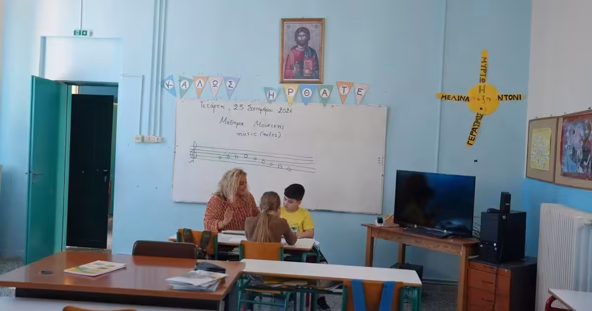 On a remote Greek island, empty classrooms signal a crisis across Europe