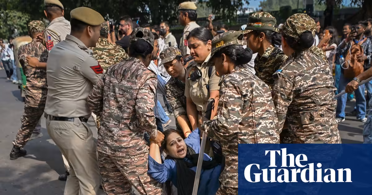 Police clamp down on Delhi protest and detain ‘Cockroach’ movement leader | India