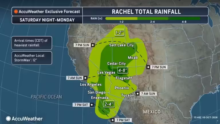 Rachel to drench southwestern US; flash flooding to threaten lives, property